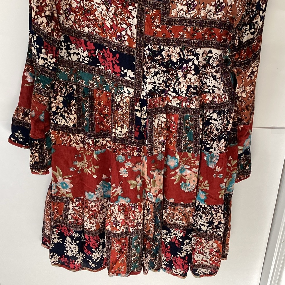 The Rustic Rack Patchwork Floral Bell Sleeves Tie… - image 7